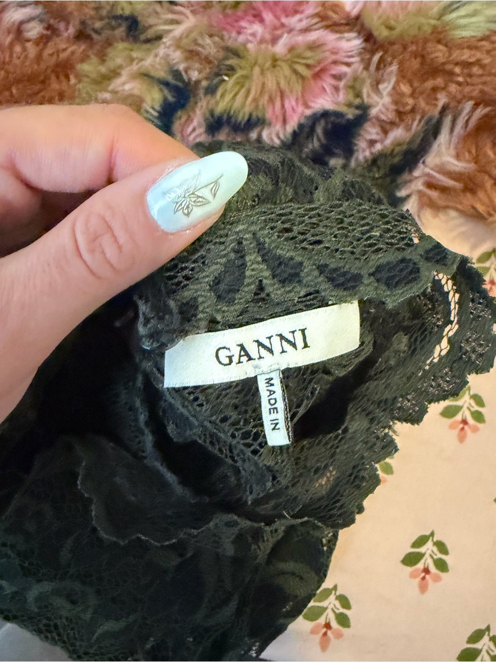 Ganni Black Lace Peplum Top - Picture 3 of 3